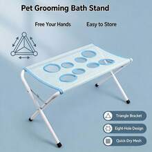 1pc Dog Grooming Restraint Stand Anti-Escape Breathable 8-Hole | Grooming Table For Small Dogs And Cats, Nail Trimming, Teeth Cleaning, Bathing Support - Blue (60*40*31cm) - View 6