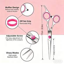 3pcs Hair Cutting Scissors Set, Stainless Steel Straight & Thinning Shears With Hair Comb, Professional Hairdressing Tools For Men Women Children Adults, Home & Salon Use - Pink - View 6