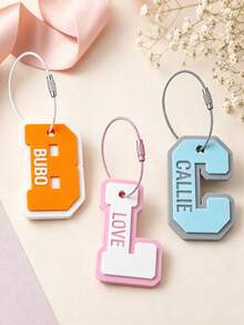 1 Pair Custom Engraved Stylish Keychains, Personalized Couple Keychain, - Multicolor - View 2