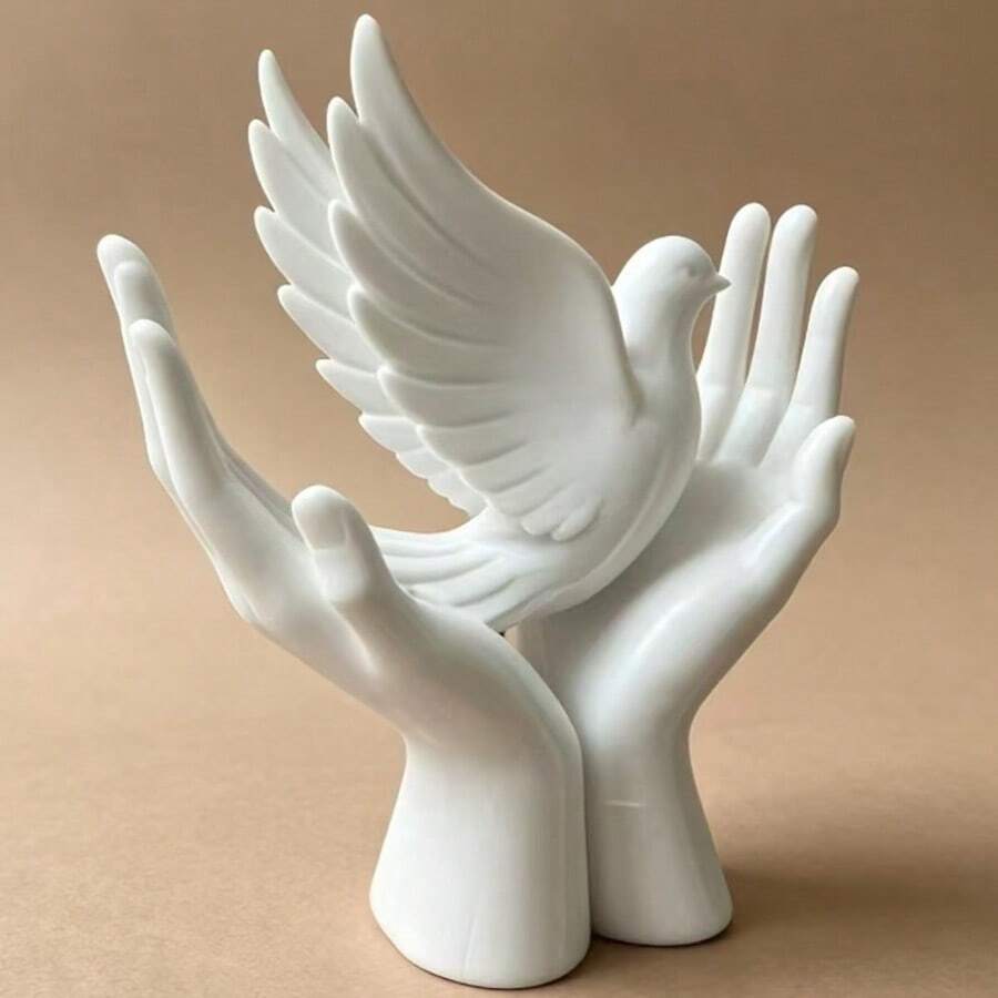 1pc Mini Peace Hand Statue Small Decorative Ornament, Exquisite Creative Peace Dove - Peace Dove Figurine - View 1