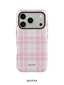 GIIPPA 1pc Pink Plaid Pattern Design Phone 17 Pro Max Phone Case, Compatible With Phone 16 Pro Max, 15 Pro Max, 14 Pro Max, Korean-Style High-End Fashion Fun Phone Case, Compatible With 11/12/13/14/15/16 Pro Max Plus, Elegant Design Suitable For Men And Women, Perfect Gift For Girlfriend On Christmas, Valentine's Day, Easter, Wedding Season And Birthday! - Pink - View 1