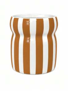 1pc Vintage Striped Waist Flower Pot, Multi-Functional Desktop Storage Vase, Home Decor - Waist-cinching Stripes - View 9