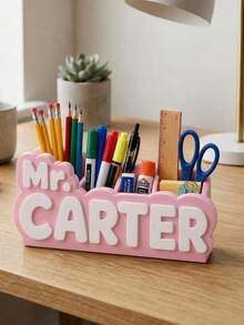 Personalized Name Pencil Holder, Custom Desk Organizer With Letter Design, Cute Stationery Storage Box For School Office & Bedroom - Multicolor - View 8