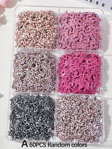 60/20/5pcs Girls Sweet Cool Pink Leopard Print Bangs Clips BB Clips Bow Hair Clips Hair Accessories High Elasticity Durable Non-Damaging Hair Ties Hair Ropes Sweet Versatile Daily Use - Multicolor - View 11