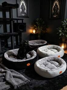 Gothic Coffin Shaped Pet Cat Bed, Soft Plush Warm Mat Bed, Cross Embroidery, Halloween Theme Anti-Slip Sleeping Nest, Suitable For Kittens And Young Cats - Multicolor - View 10