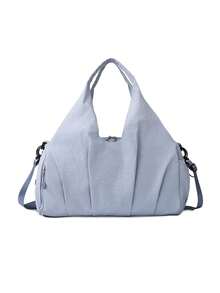 Casual Minimalist Style Fashionable Solid Color Travel Bag, Large Capacity Niche Design Single Shoulder Bag, Suitable For Short Distance Travel. - Blue - View 7