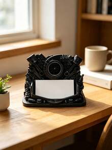 Creative Engine-Shaped Desktop Business Card Holder, Premium Black Business Office Card Box, Front Desk Office Desktop Decor Ornament - A - View 6