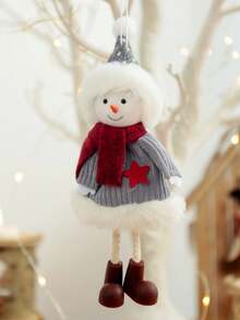 1pc Christmas Tree Hanging Ornament, Knitted Fabric Christmas Pendant, Snowman Reindeer Santa Claus Design, Holiday Home Wall And Christmas Tree Decoration, Winter Party Decor - A - View 6