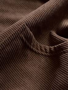 Men's Mocha Brown Thermal Lined Zip-Up Hoodie, Loose Fit Textured Stripe Drawstring Kangaroo Pocket, Suitable For Winter Daily Casual And Commute - Grey - View 8