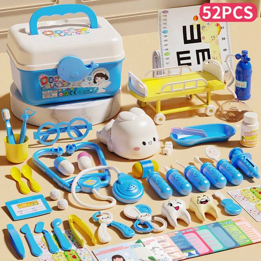34/35/42/48/52pcs Kids Doctor Role Play Toy Set, Doctor Pretend Play Medical Kit With Realistic Stethoscope, Nurse Injection And Doctor Examination Medical Box, Educational Game Set, Christmas Gift Choice - Multicolor - View 1