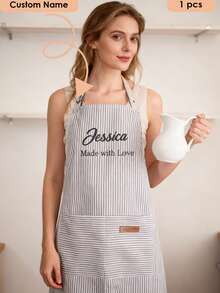 Custom Kids Apron | Personalized Baking Smock | 3D Yarn Letters | Toddler Name Gift - Multicolor - View 1