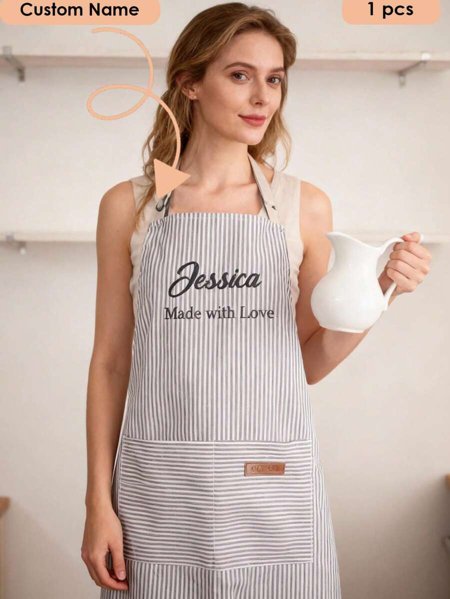 Custom Kids Apron | Personalized Baking Smock | 3D Yarn Letters | Toddler Name Gift - Multicolor - View 1