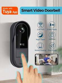 Smart Wireless Video Doorbell Camera, Supports Night Vision, Real-Time Alerts, Voice Changer, Photo/Video Capture, And Two-Way Audio - Black - View 1