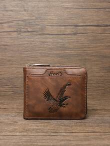 HOVI'S Men's 2 Pieces Vintage Distressed Clutch Wallet Set - Long Wrist Strap Handbag With Embossed Design + Compact Short Wallet - Brown - View 6