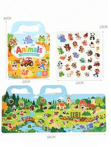 Reusable DIY Sticker Book For Kids, Multi-Scene Multi-Theme Bubble Stickers, Creative Jelly Stickers, Portable Quiet Busy Sticker Book - Multicolor - View 9