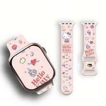 Miniso 可愛三麗鷗矽膠替換錶帶，柔軟彈性透氣舒適腕帶，相容 Apple Watch Ultra/SE/11-1，相容 Samsung 與 Honor 智慧手錶，多尺寸 38-49mm，男女通用，送給家人與朋友的理想禮物 - 白色 - 查看 1
