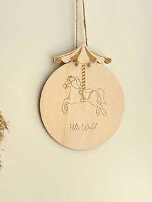 Ins Style Wooden Rotating Carousel Hanging Decor, Children's Room Decoration, Home Wall Hanging Ornament, Photography Prop - Multicolor - View 2