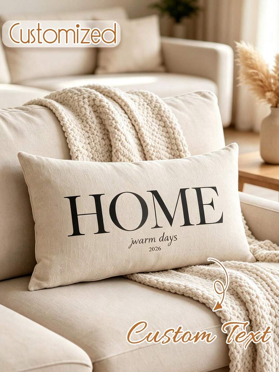 Customizable English Name Printed Pillowcase: Suitable For Living Room And Bedroom. Pillow Insert Not Included. Lightweight And Washable. Suitable For Valentine's Day, Father's Day, Mother's Day, Wedding And Various Holidays. - Multicolor - View 1