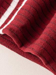 2 Pairs Of Red And White Women's Double-Leg Stockings, With An Athletic Academy Style - Multicolor - View 4