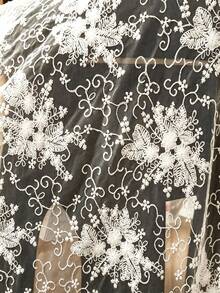 White Vintage Floral Lace Round Tablecloth, Rectangular Polyester Tablecloth, Exquisite Lace And Edge Stitching Craftsmanship, Translucent Lace Tulle Texture, Suitable For Wedding, Pre-Wedding Party, Garden Tea Party And Home Dining Table Decoration In Rustic Bohemian Style, Also Applicable For Thanksgiving, New Year, Coffee Table, Banquet, Hawaiian Theme - 1PC - View 6