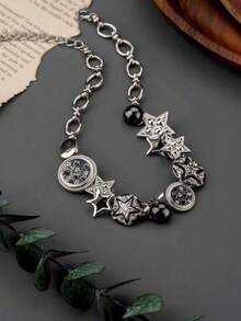 1 件新款设计五角星形水晶装饰简约锁骨链项链女士 - 彩色 - 查看 6