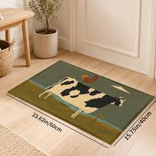 1pc, Country Cow & Rooster Pattern Printed Faux Cashmere Kitchen Mat, Absorbent Kitchen Floor Mat, Kitchen Rug, Long Runner Mat, Sink Front Mat, Suitable For Kitchen, Bathroom, Entryway, Hallway, Laundry Room And Home Decor - Multicolor - View 16