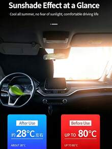 Car Front Windshield Sun Shade, Reflective Sun Protection Cover, Foldable Car Window Sunshade Panel, UV Protection - Silver - View 3
