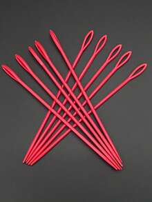 10/50pcs Colorful Plastic Yarn Needles 15cm, Pink/Blue/Red/Yellow/Green, Mixed Color Plastic Yarn Needles, Large Eye Safety Hand Sewing Needles, Suitable For Crochet Knitting Doll Making Enthusiasts, Bright Color DIY Handmade Knitting Accessories - Plastic Needle 15cm - View 8