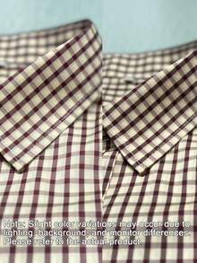 Men's Casual Brown Plaid Long Sleeve Shirt - Brown - View 5