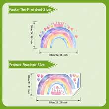 1pc Watercolor Rainbow Crown Wall Sticker, Colorful Heart Surround Minimalist Home Wall Decor Sticker - Multicolor - View 6
