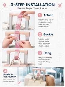 Portable Adjustable Luggage Strap With Buckle, Unisex, Suitable For Cruise, Camping, Outdoor, Beach Travel And Back To School Essential Accessory - Multicolor - View 7