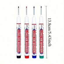16pcs/4pcs Long Tip Markers - Waterproof, Suitable For Woodworking, Tools & Home Improvement > Measurement Analysis Instruments > Measuring Tools, Construction, DIY Crafts - Medium Tip, Suitable For Wood, Plastic, Glass, Metal, Synthetic Leather, Construction Tools And Various Surfaces, Fashionable Pen Design - A - View 3