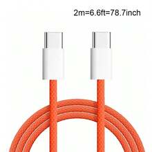 60W USB Type-C 快充線，兼容 17，USB C 轉 USB C 快充線，兼容 17/16/15/15 Pro/15 Pro Max/15 Plus/Pro/Air5，兼容 Galaxy S25/S24/S23，適用於辦公桌配件/汽車配件，手機充電旅行，萬聖節禮物，1件/3件 - 橘色 - 查看 10