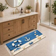 1pc Nautical Pattern Printed Faux Cashmere Kitchen Mat, Absorbent Kitchen Rug, Kitchen Floor Mat, Long Runner Mat, Sink Front Mat, Suitable For Kitchen, Bathroom, Entryway, Hallway, Laundry Room And Home Decor - Multicolor - View 13