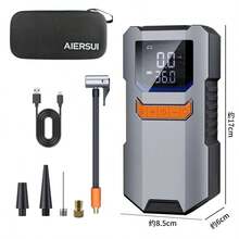 Baterai Kapasitas Besar 4*1500mAh, Jump Starter Darurat Mobil Portabel dengan Pompa Udara - Starter Baterai 12V, Lampu LED, Output USB Pengisian Cepat, Perlindungan Ganda, Termasuk Kabel Jump Starter, Pompa Udara, dan Adaptor Mobil - Wireless - View 8