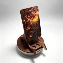 1pc Printed Creative Wooden Phone Stand Home Decor Holiday Gift New Year Gift Office Bedroom Decoration - Multicolor - View 7