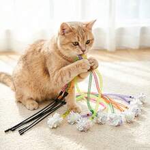 Cat Teaser Wand With Rainbow Mesh Tube And Bell, Durable Bite-Resistant Interactive Cat Toy, Fur Ball Bell Interactive Pet Toy For Boredom Relief And Self-Entertainment, Suitable For Cat Training And Play, Interactive Pet Supplies - Multicolor - View 1