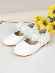 1 Pair New Autumn Baby Mary Jane Cute Walking Shoes, Fashionable Infant Shoes, Little Girl Outdoor Activity Flat Comfortable Bow Decor Hook & Loop Princess Shoes - White - View 4