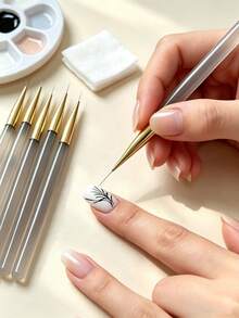 Nail Art Detail Liner Brush, Ultra-Fine Tip Painting Brush, Suitable For Home And Salon Nail Art Line And Floral Pattern Creation, Suitable For Beginners And Professional Nail Artists, Precise Nail Art Painting Tool, Durable Nail Art Accessory - Multiple Styles - View 5