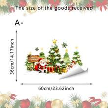 1/3pcs Festive Winter Christmas Static Window Decals, Cartoon Snowman Santa Pine Tree Gift Snowflake Glass Clings, Glue‑Free Reusable, For Home Store Front Door Window Xmas Holiday Wall Decor - Multicolor - View 18