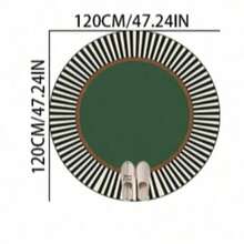 1pc American Vintage Mid-Century Modern Dark Green & Black White Striped Artistic Area Rug, Personalized Aesthetic Decorative Carpet, Large Round Rug For Living Room Sofa Side High-End Reception Area, INS Style Space Aesthetic Atmosphere Rug, Dopamine High-End Vintage Dandy Movie Vibe Soft Furnishing Accent, Large Area Rug, Floor Mat, Home Decor, Area Rug, Casual Rug, Round Rug, Living Room Large Rug, Washable Carpet - Multicolor - View 18
