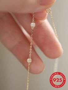 925 Sterling Silver Small Disc Bracelet, Versatile Delicate Daily Jewelry - Yellow - View 5