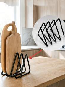 1pc Metal Cutting Board Storage Rack, Triangle Cutting Board Holder, Countertop Organizer, Easy To Install, Kitchen Storage Container, Kitchen Countertop Storage Rack, Kitchen Utensil Storage, Baking Storage - Multicolor - View 8