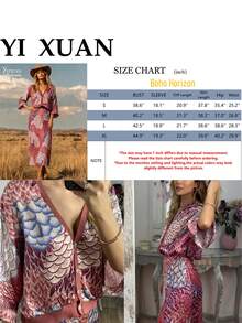 YI XUAN Plus Size Elegant Bohemian Style 2 Pieces Set, Including 1 Vintage Printed Top And 1 Skirt, Made Of Slightly Stretchy Fabric, Summer Red - Red - View 5