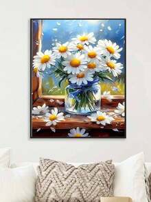 DIY Beautiful Daisy Flowers In Glass Vase (Frameless 8x12 / 16x20 Inches) Paint By Numbers Kit(Acrylic) Arts & Crafts For Adult Beginners, Home Wall Decor, And Holiday Gifts For Art Lovers - Sets - View 5