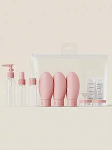 Flocked Travel Refill Bottles For Shampoo, Makeup, Body Wash, Skincare, Makeup Remover Oil, Portable Empty Sample Bottles - All Pink Nordic - View 2