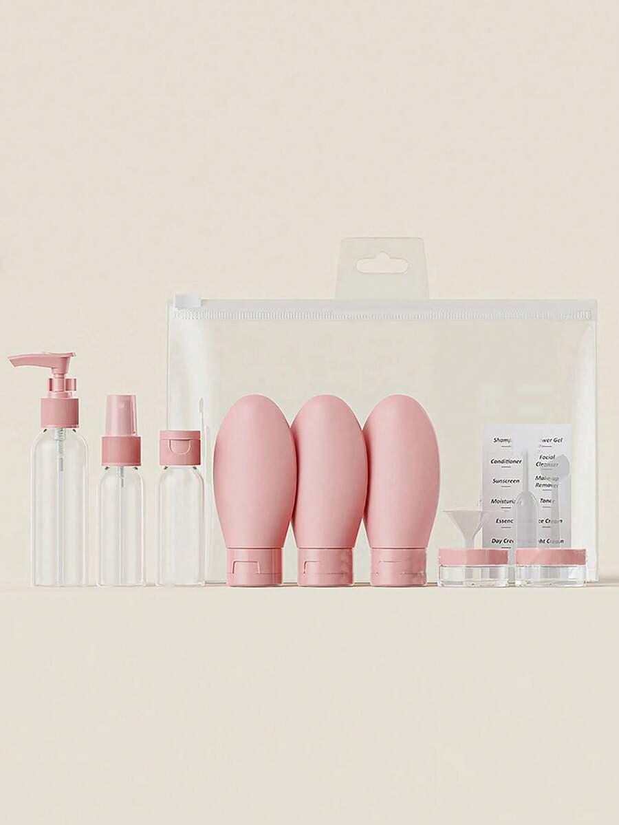Flocked Travel Refill Bottles For Shampoo, Makeup, Body Wash, Skincare, Makeup Remover Oil, Portable Empty Sample Bottles