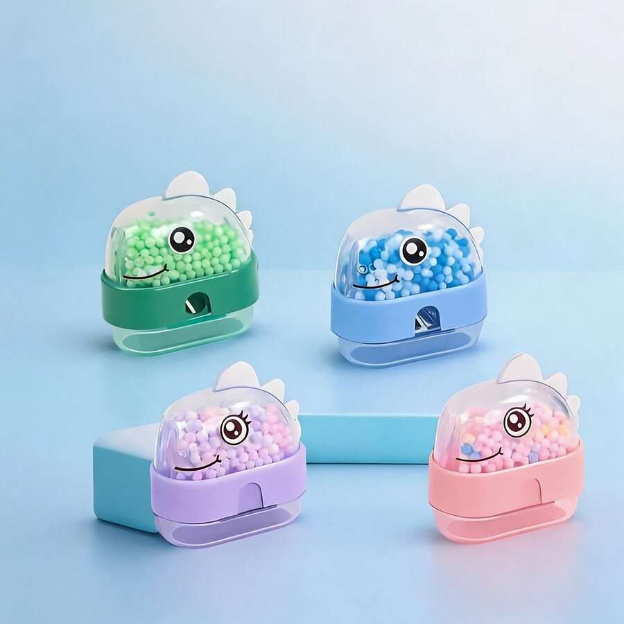 1pc Dinosaur Pencil Sharpener,Cartoon Pencil Sharpener,Mini Pencil Cutter,Portable Pencil Sharpener,Small Handheld Sharpener,Transparent Pencil Sharpener,Kids Stationery,Student School Supplies,Classroom Prize Gift - Color Style Randomized - View 1