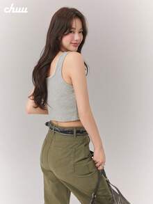 CHUU Sweet & Cool Slim Fit Tank Top For Women, Autumn Sweet Youthful Lace Patchwork Versatile Sleeveless Top - Grey - View 4