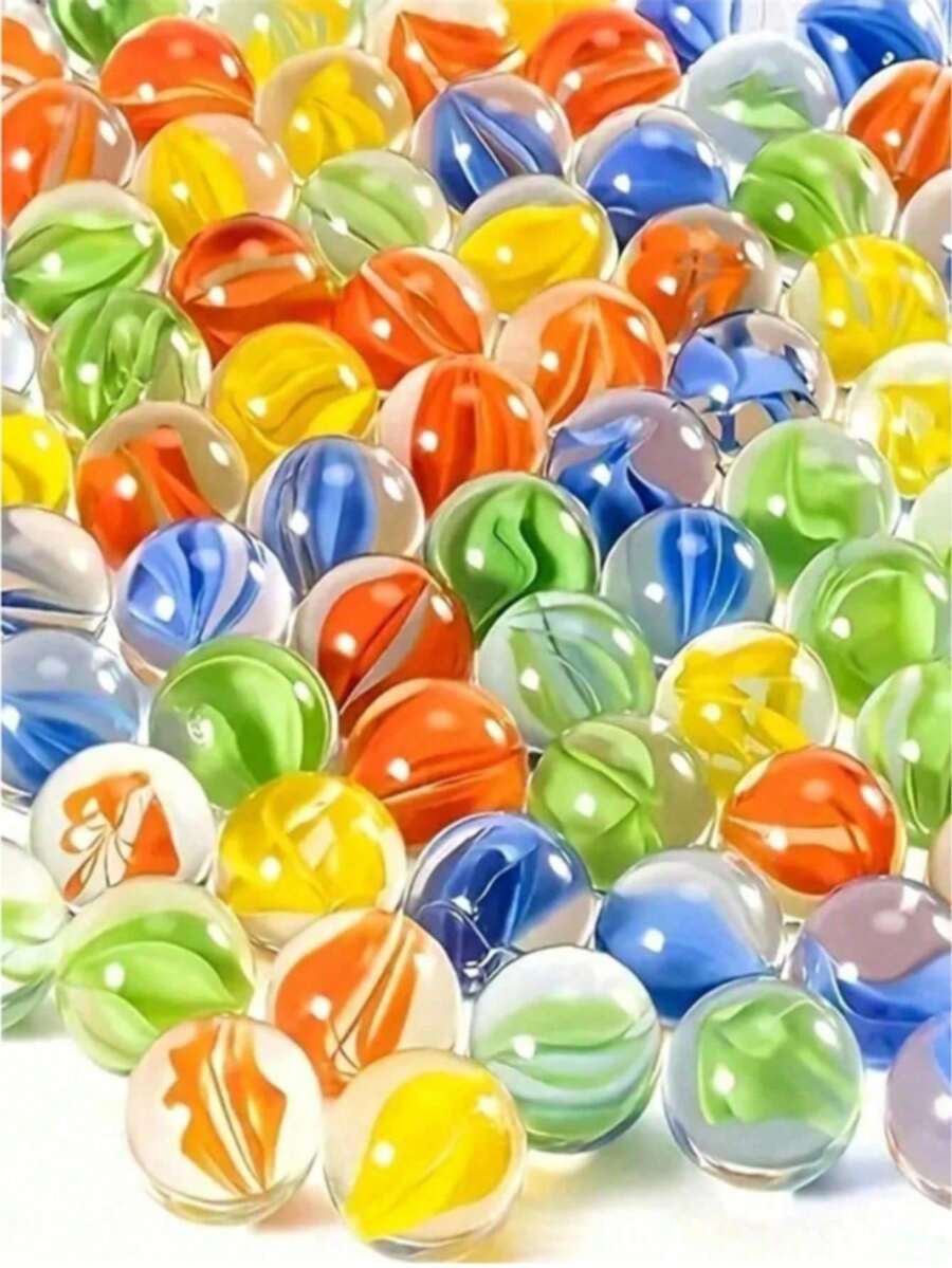 Set Bola Kaca Warna-warni 10/20/30/40 buah, Kelereng Cerah 14mm untuk Dekorasi Akuarium, Pengisi Pot Bunga, Lintasan Bola Permainan Meja, Manik-manik Dekoratif yang Menyenangkan - MultiWarna - View 1
